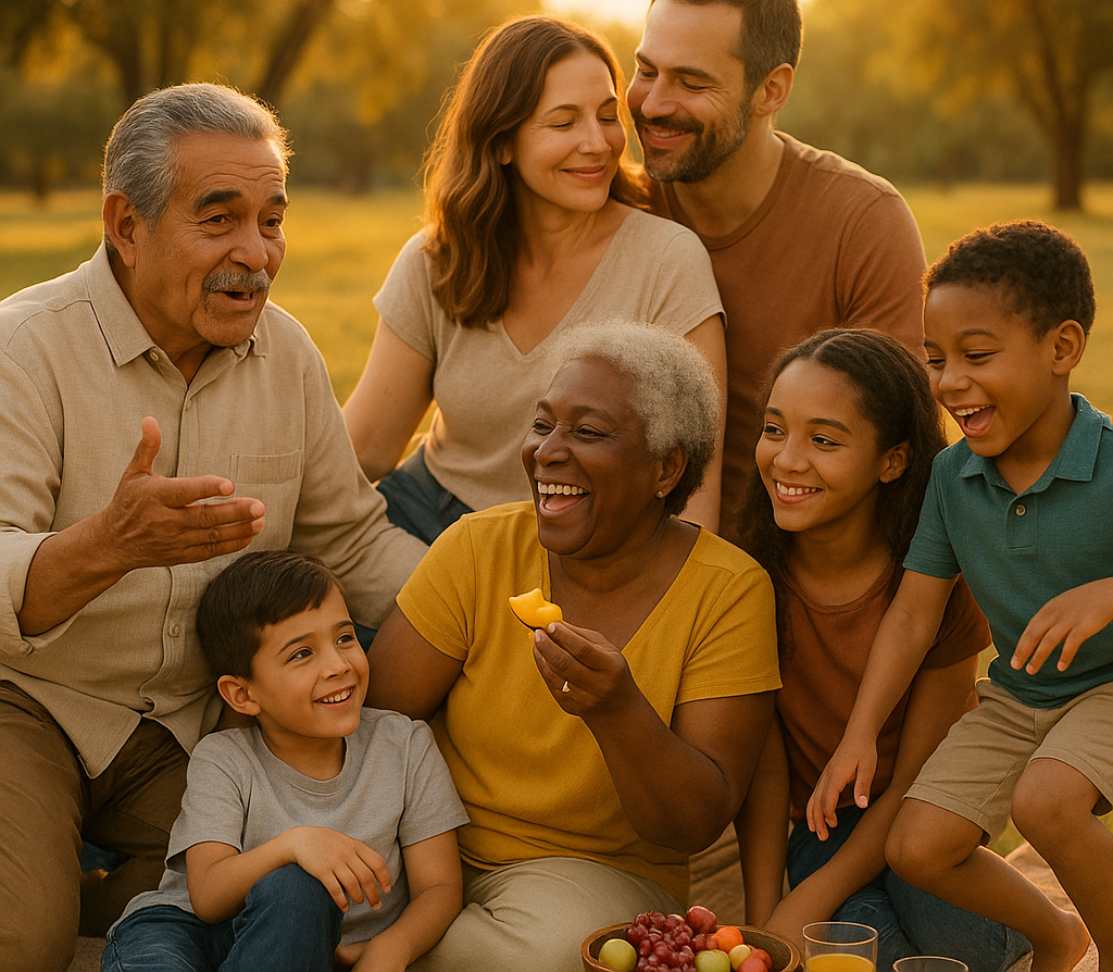 Multi-generational family gathering showing warmth and connection